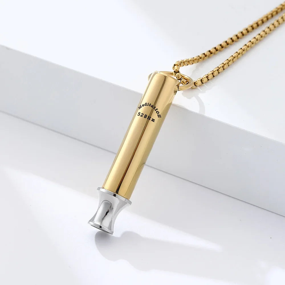 528Hz Meditation Pendant Necklace (Steel) – Mindfulness, Unisex