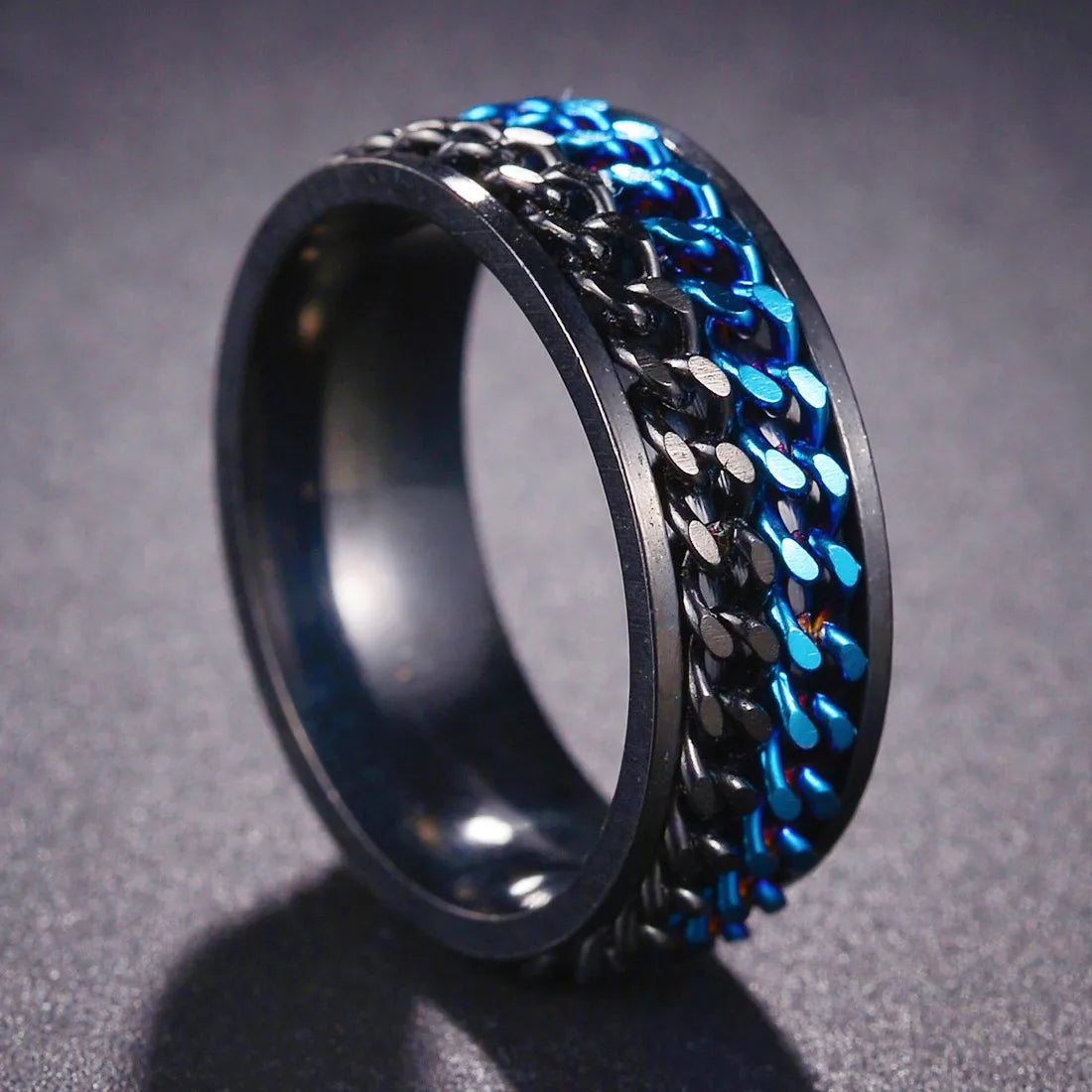Bague Fidget Rotative en Acier Inoxydable – Chiffres Romains