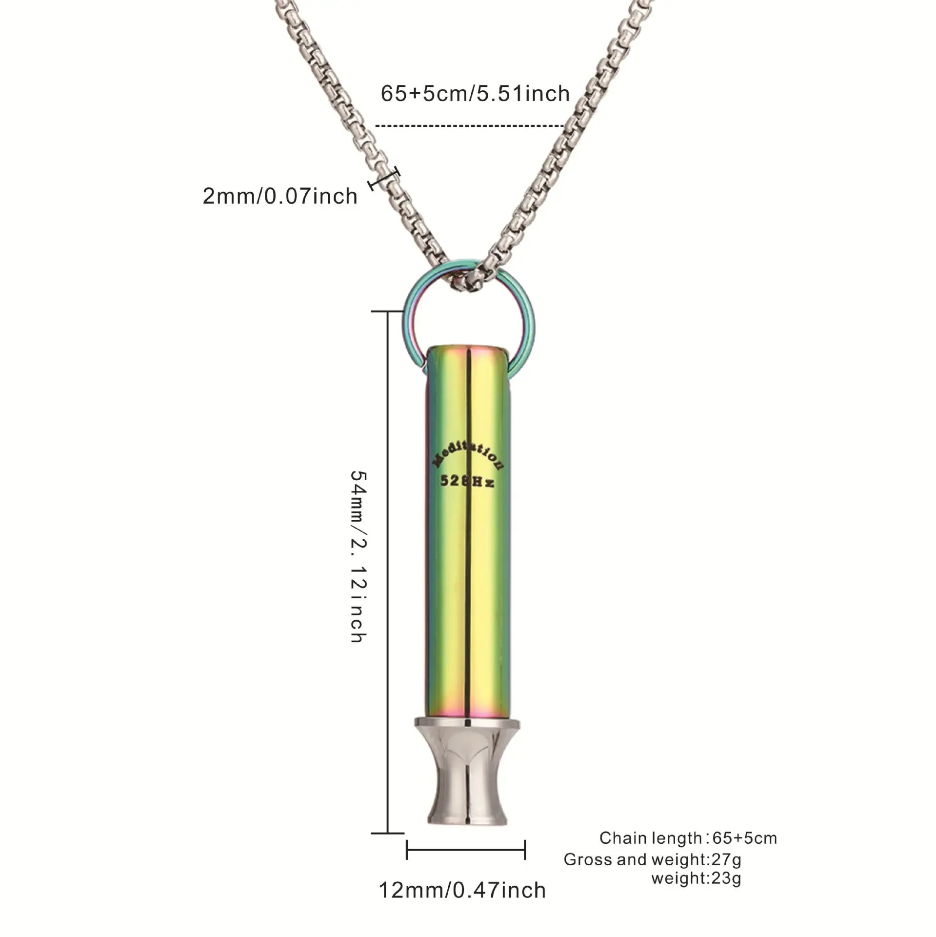 528Hz Meditation Pendant Necklace (Steel) – Mindfulness, Unisex