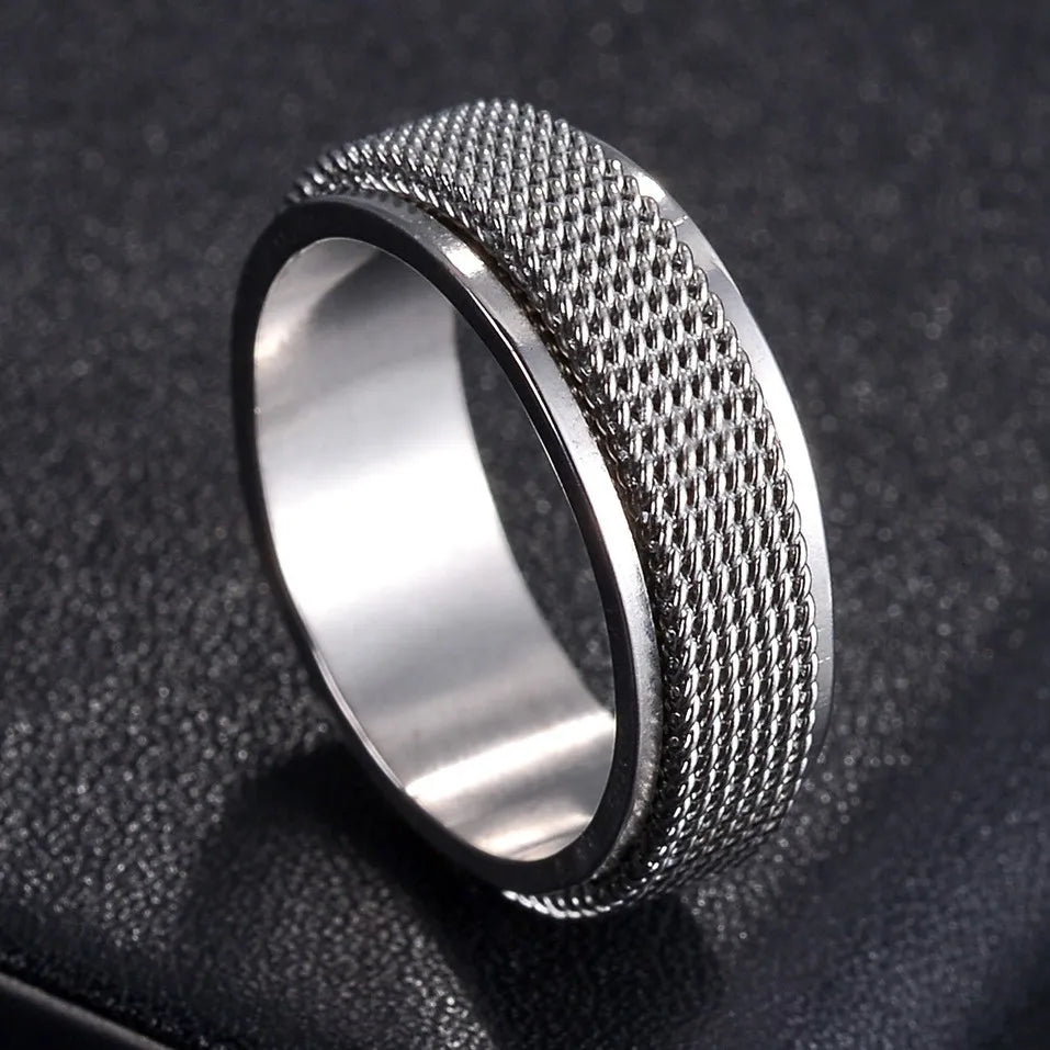 Bague Fidget Rotative en Acier Inoxydable – Chiffres Romains