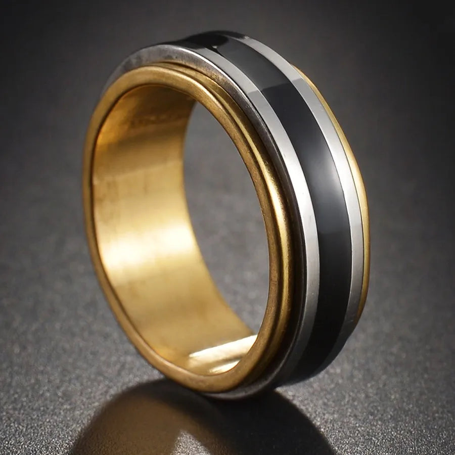 Bague Fidget Rotative en Acier Inoxydable – Chiffres Romains