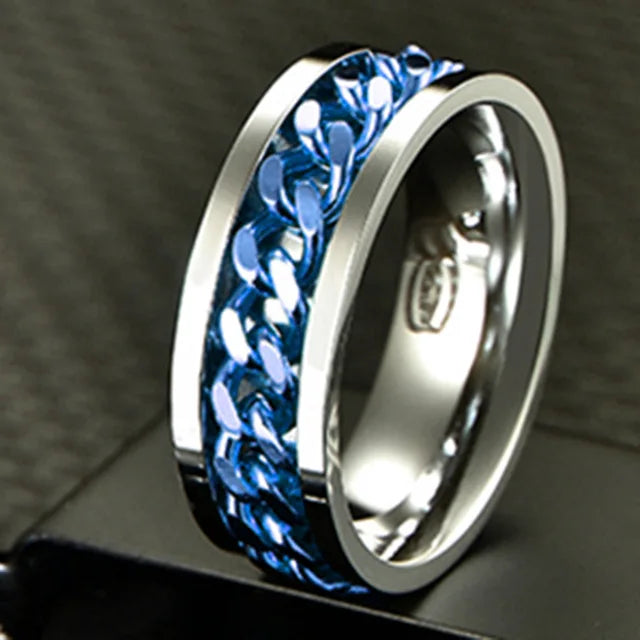 Bague Rotative Chaîne Acier Inoxydable - Bijou Méditation Moderne