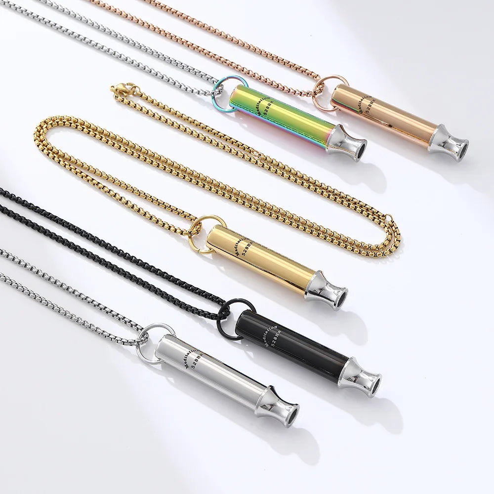 528Hz Meditation Pendant Necklace (Steel) – Mindfulness, Unisex