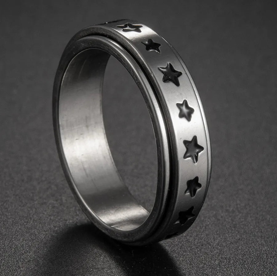 Bague Fidget Rotative en Acier Inoxydable – Chiffres Romains
