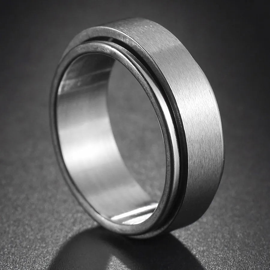 Bague Fidget Rotative en Acier Inoxydable – Chiffres Romains