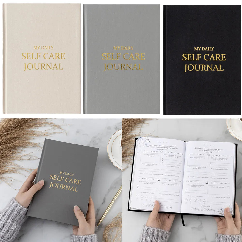 Five-Minute Gratitude Journal – Personal Development Notebook with Fabric Cover