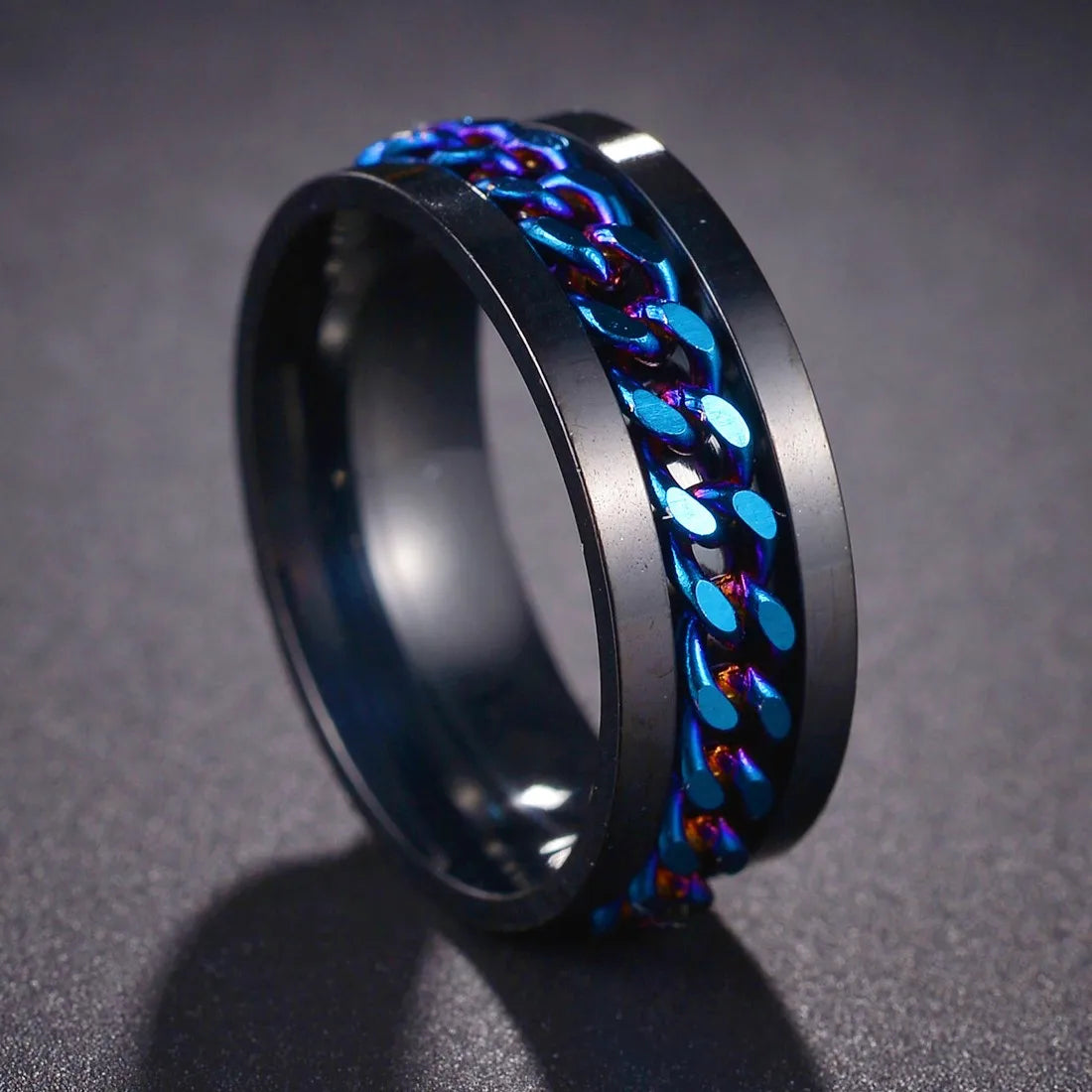 Bague Fidget Rotative en Acier Inoxydable – Chiffres Romains