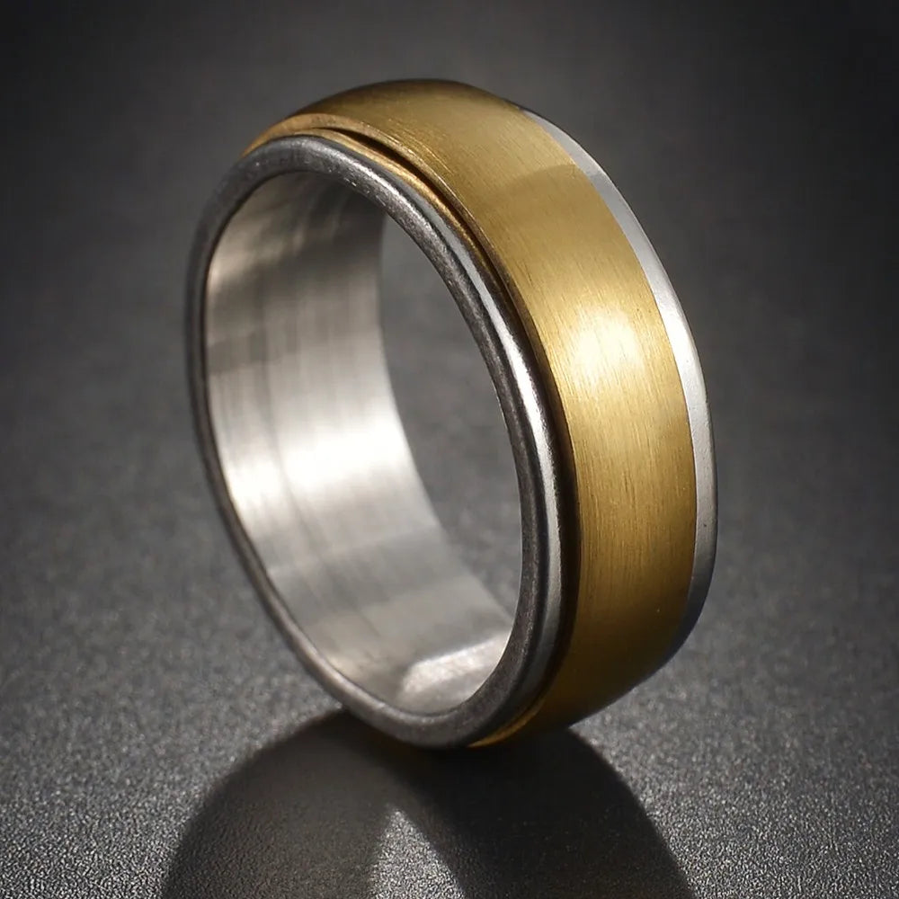Bague Fidget Rotative en Acier Inoxydable – Chiffres Romains