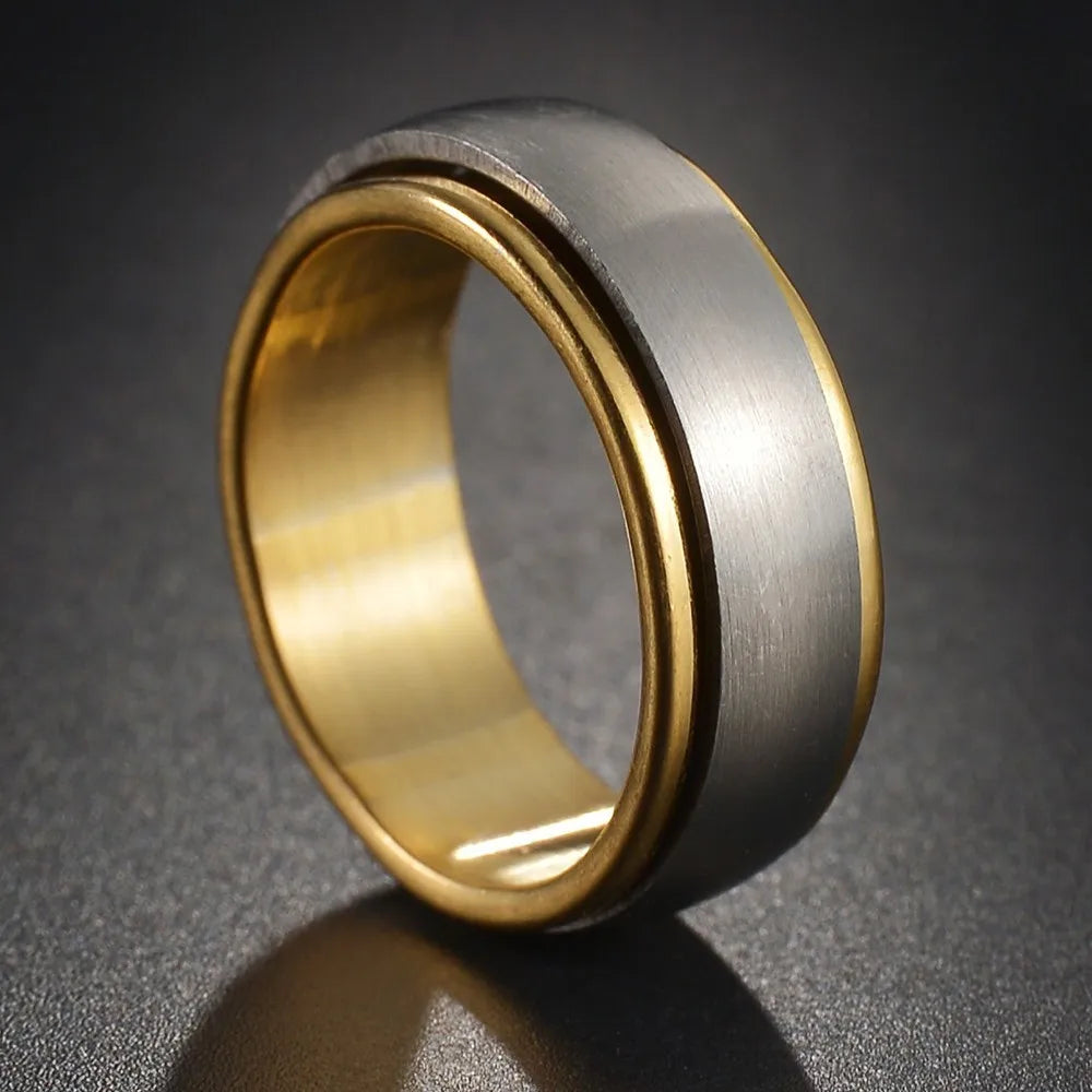 Bague Fidget Rotative en Acier Inoxydable – Chiffres Romains