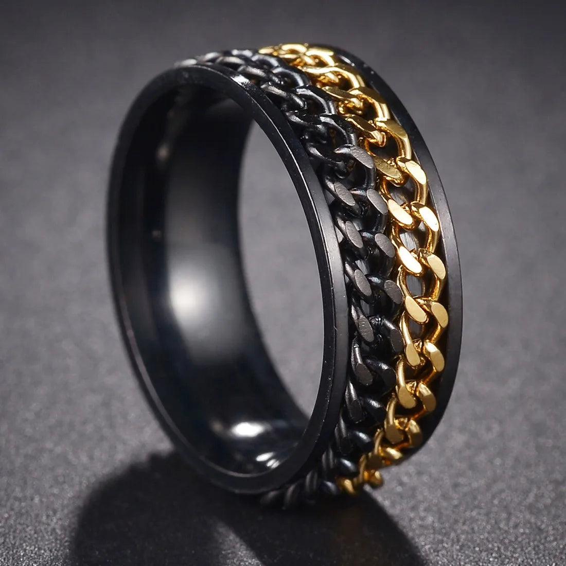 Bague Fidget Rotative en Acier Inoxydable – Chiffres Romains
