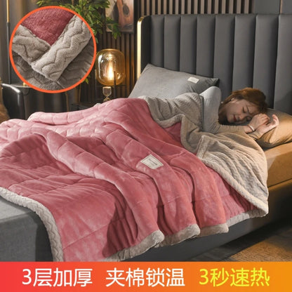 3-Layer Ribbed Velvet Blanket – Warm &amp; Cozy for Winter