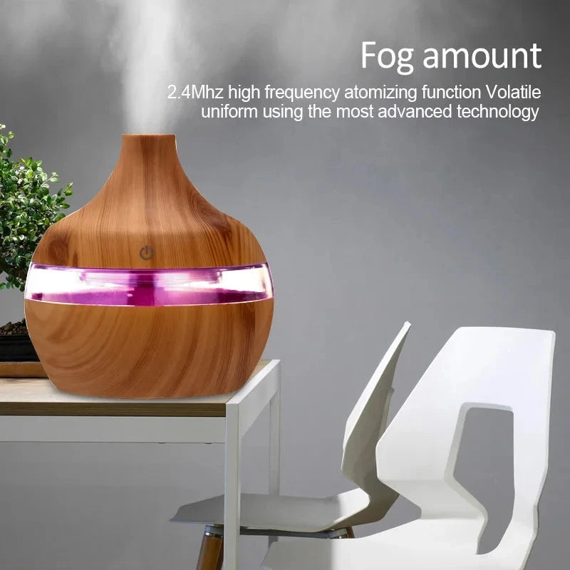 300ml Ultrasonic Wood Grain Humidifier Diffuser – Aromatherapy