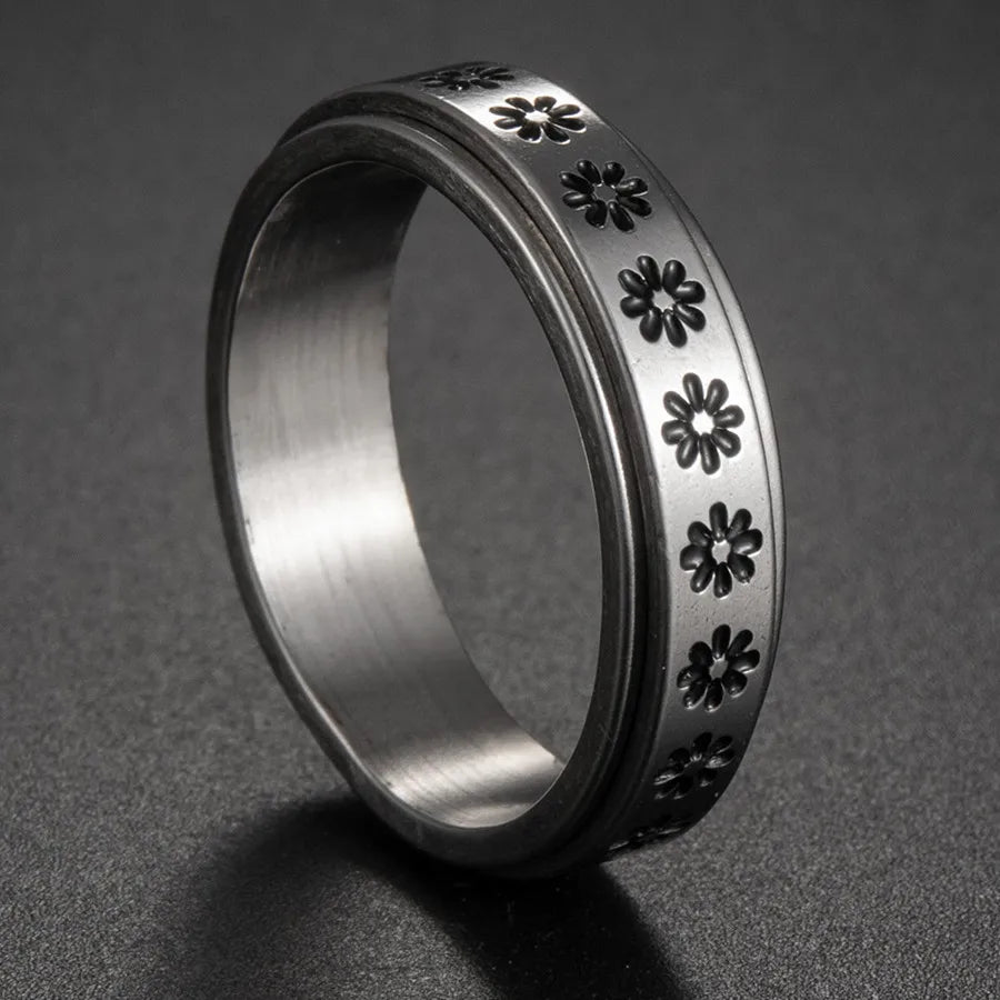 Bague Fidget Rotative en Acier Inoxydable – Chiffres Romains