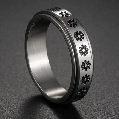 Bague Fidget Rotative en Acier Inoxydable – Chiffres Romains