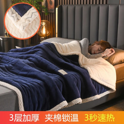 3-Layer Ribbed Velvet Blanket – Warm &amp; Cozy for Winter