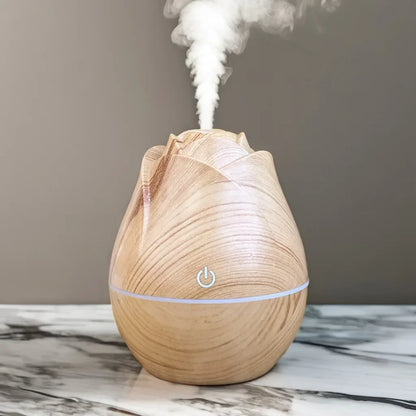 Humidificateur USB Bois Rose - Diffuseur LED Silencieux