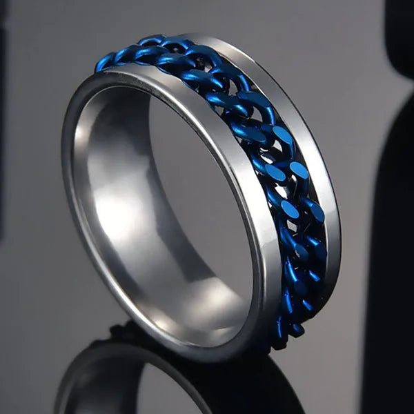 Bague Fidget Rotative en Acier Inoxydable – Chiffres Romains