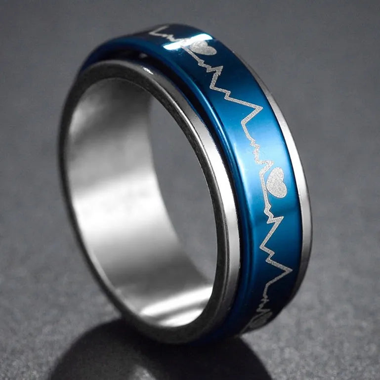 Bague Fidget Rotative en Acier Inoxydable – Chiffres Romains