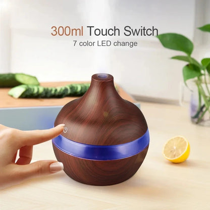 300ml Ultrasonic Wood Grain Humidifier Diffuser – Aromatherapy