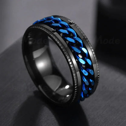 Bague Rotative Chaîne Acier Inoxydable - Bijou Méditation Moderne