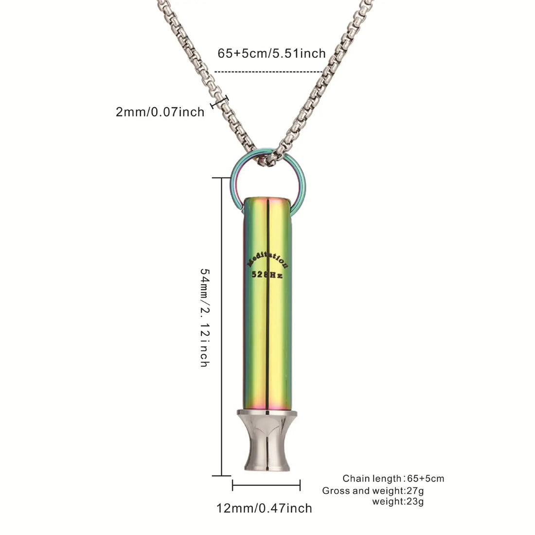 528Hz Meditation Pendant Necklace (Steel) – Mindfulness, Unisex