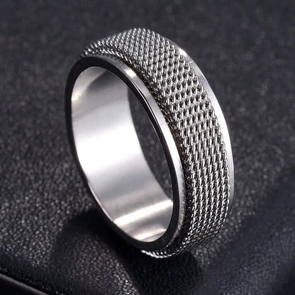 Bague Fidget Rotative en Acier Inoxydable – Chiffres Romains