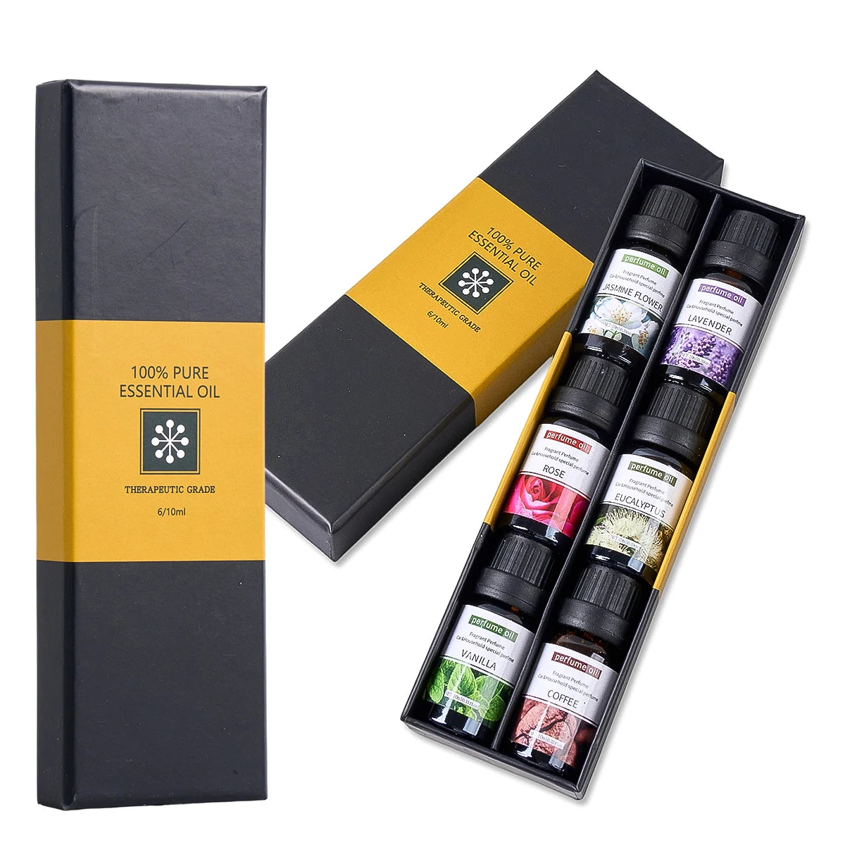 Ensemble 6 Huiles Essentielles Naturelles 10ml - Diffuseur Massage
