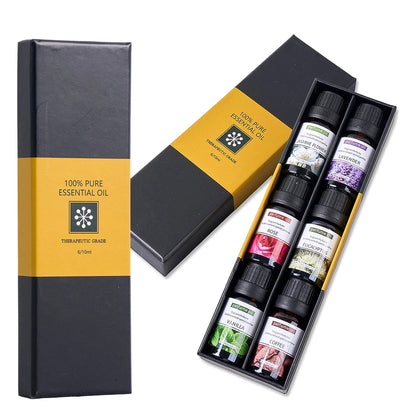 Ensemble 6 Huiles Essentielles Naturelles 10ml - Diffuseur Massage