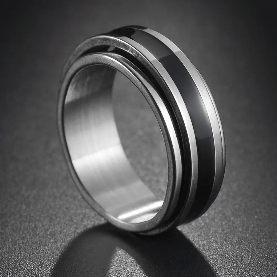 Bague Fidget Rotative en Acier Inoxydable – Chiffres Romains
