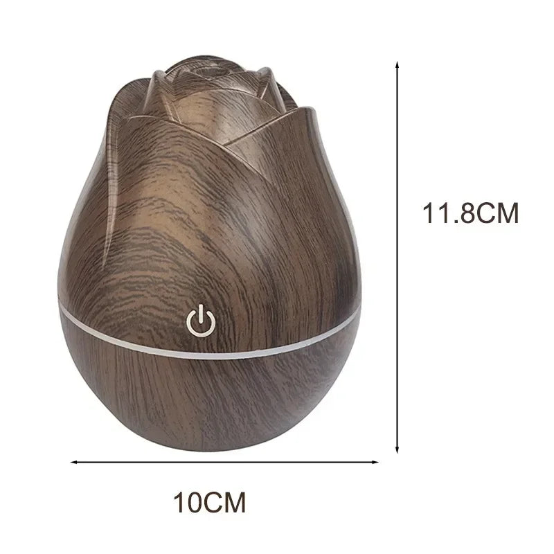 Humidificateur USB Bois Rose - Diffuseur LED Silencieux