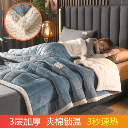 3-Layer Ribbed Velvet Blanket – Warm &amp; Cozy for Winter