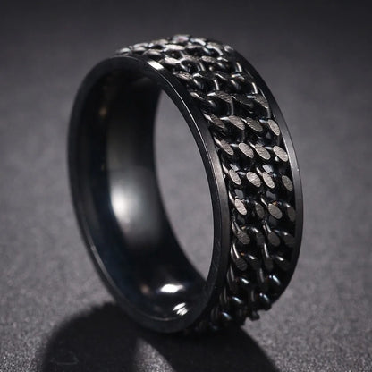 Bague Fidget Rotative en Acier Inoxydable – Chiffres Romains