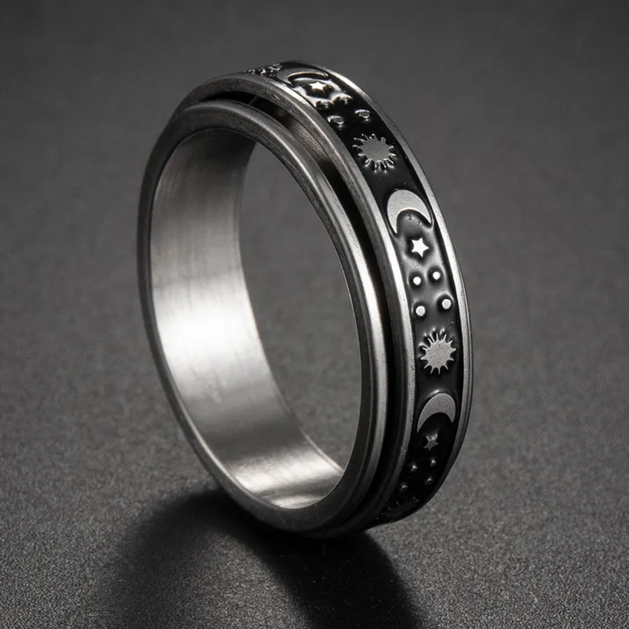 Bague Fidget Rotative en Acier Inoxydable – Chiffres Romains