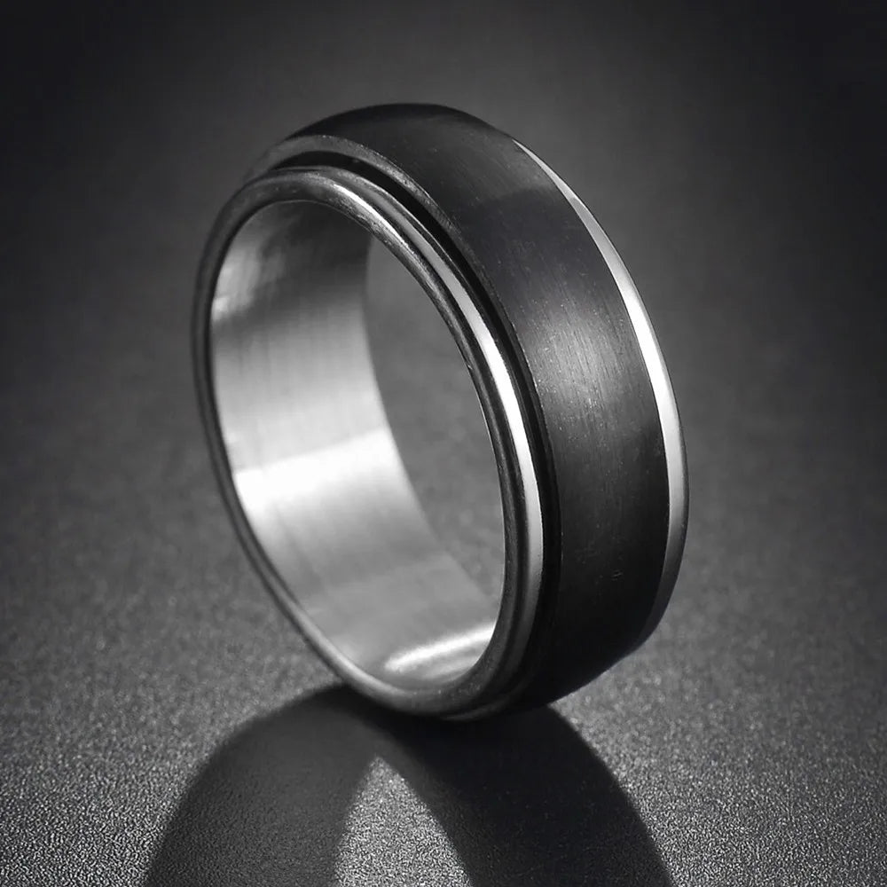 Bague Fidget Rotative en Acier Inoxydable – Chiffres Romains