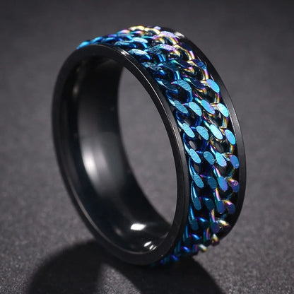Bague Fidget Rotative en Acier Inoxydable – Chiffres Romains