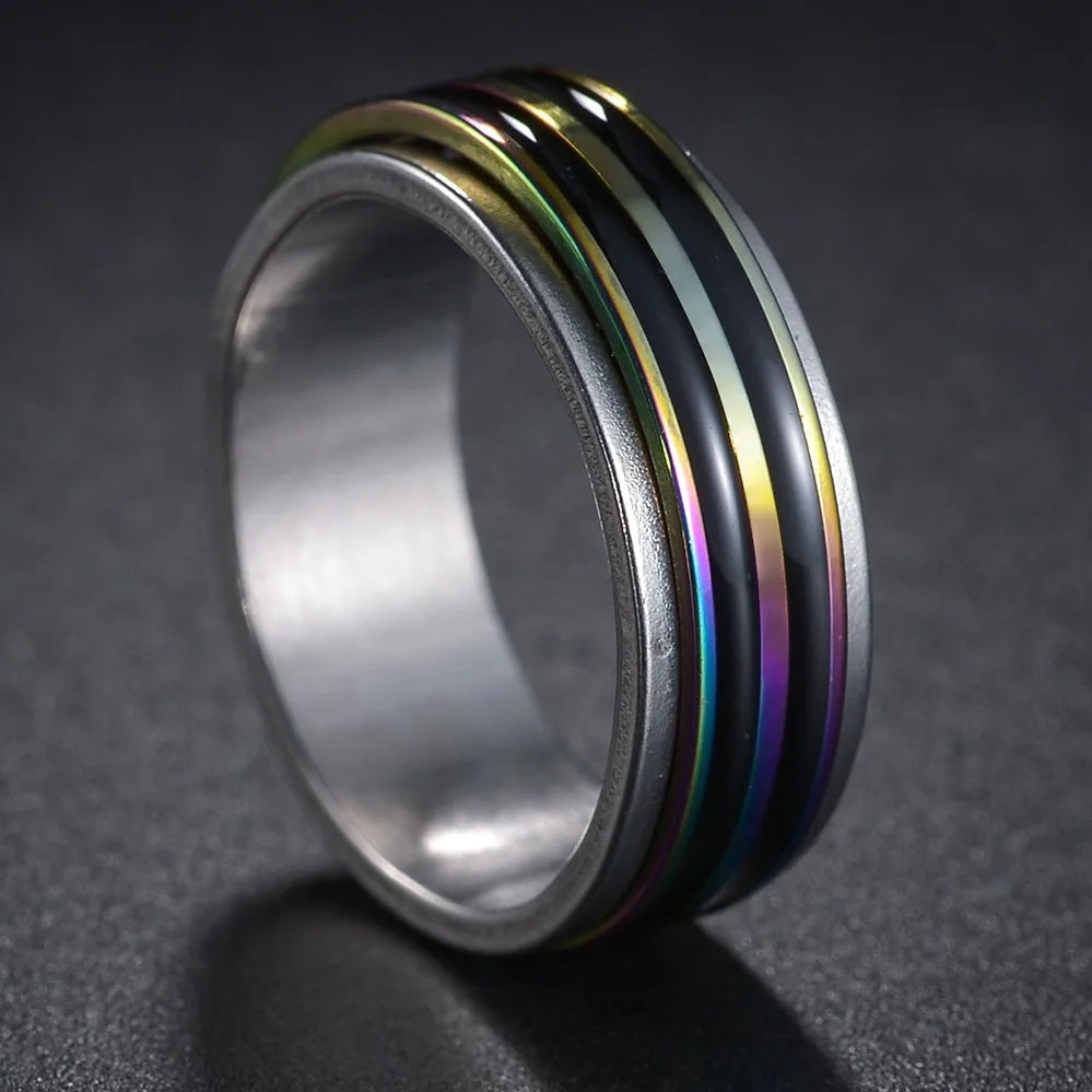 Bague Fidget Rotative en Acier Inoxydable – Chiffres Romains
