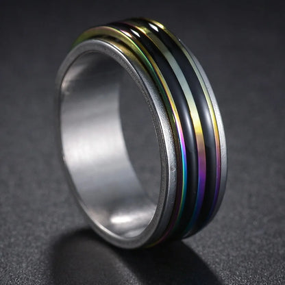 Bague Fidget Rotative en Acier Inoxydable – Chiffres Romains