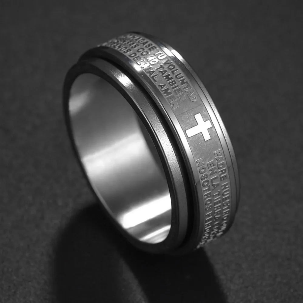 Bague Fidget Rotative en Acier Inoxydable – Chiffres Romains