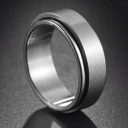 Bague Fidget Rotative en Acier Inoxydable – Chiffres Romains