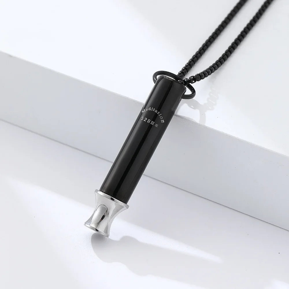 528Hz Meditation Pendant Necklace (Steel) – Mindfulness, Unisex