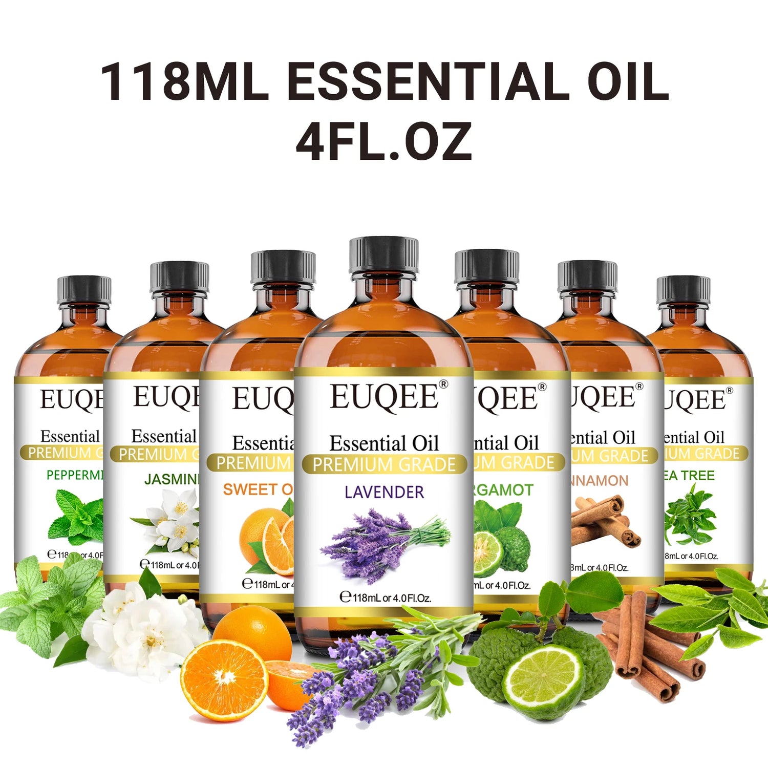EUQEE Premium Essential Oil 118ml – Orange, Lavender &amp; Cinnamon