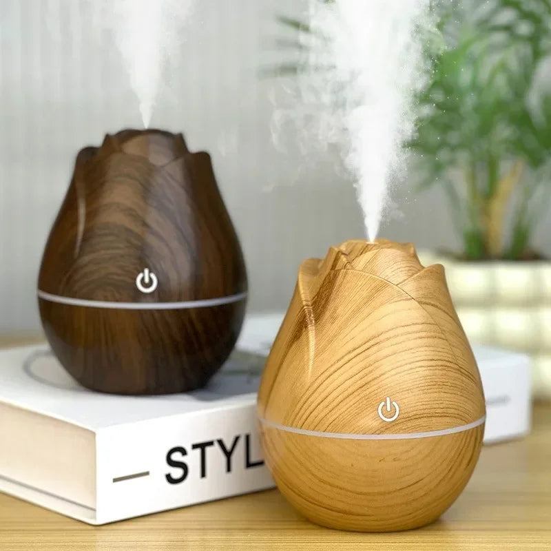 Humidificateur USB Bois Rose - Diffuseur LED Silencieux