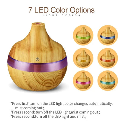 300ml Ultrasonic Wood Grain Humidifier Diffuser – Aromatherapy
