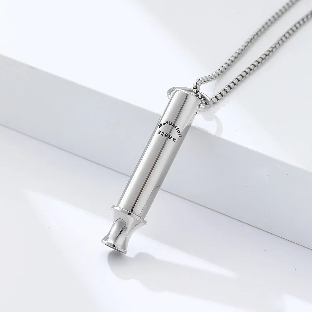 528Hz Meditation Pendant Necklace (Steel) – Mindfulness, Unisex
