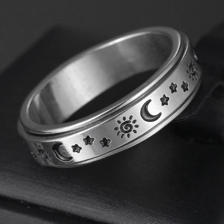Bague Fidget Rotative en Acier Inoxydable – Chiffres Romains