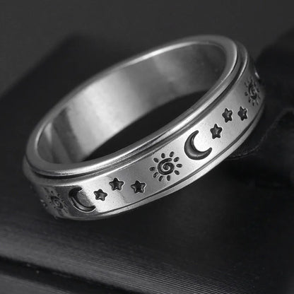 Bague Fidget Rotative en Acier Inoxydable – Chiffres Romains