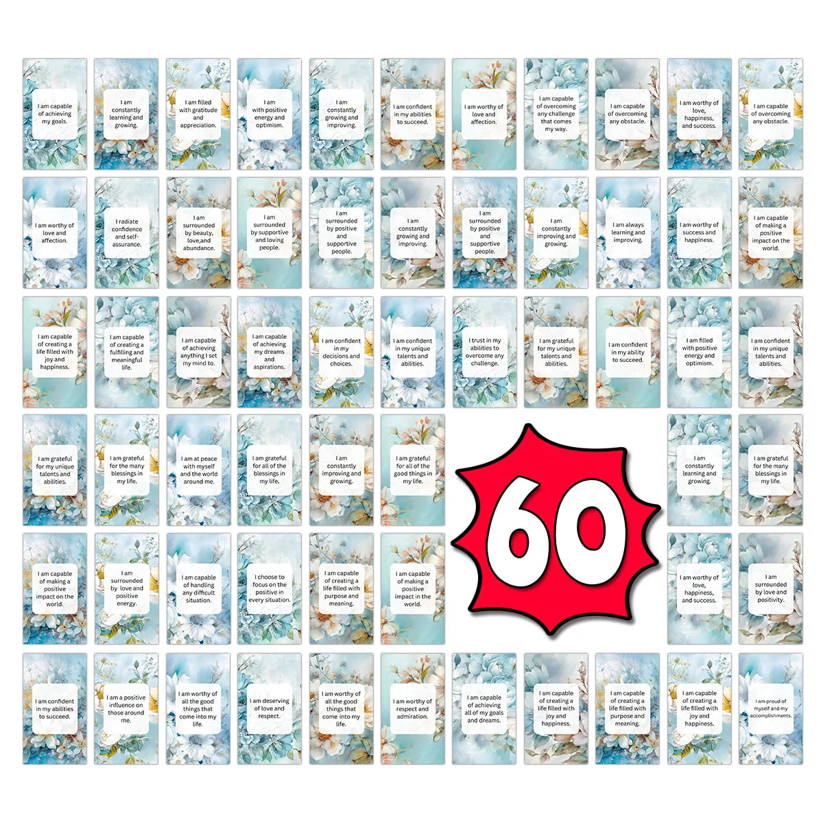 60pcs Affirmation Cards for Women – Motivational Positive Quotes, Wellness &amp; Encouragement Gift