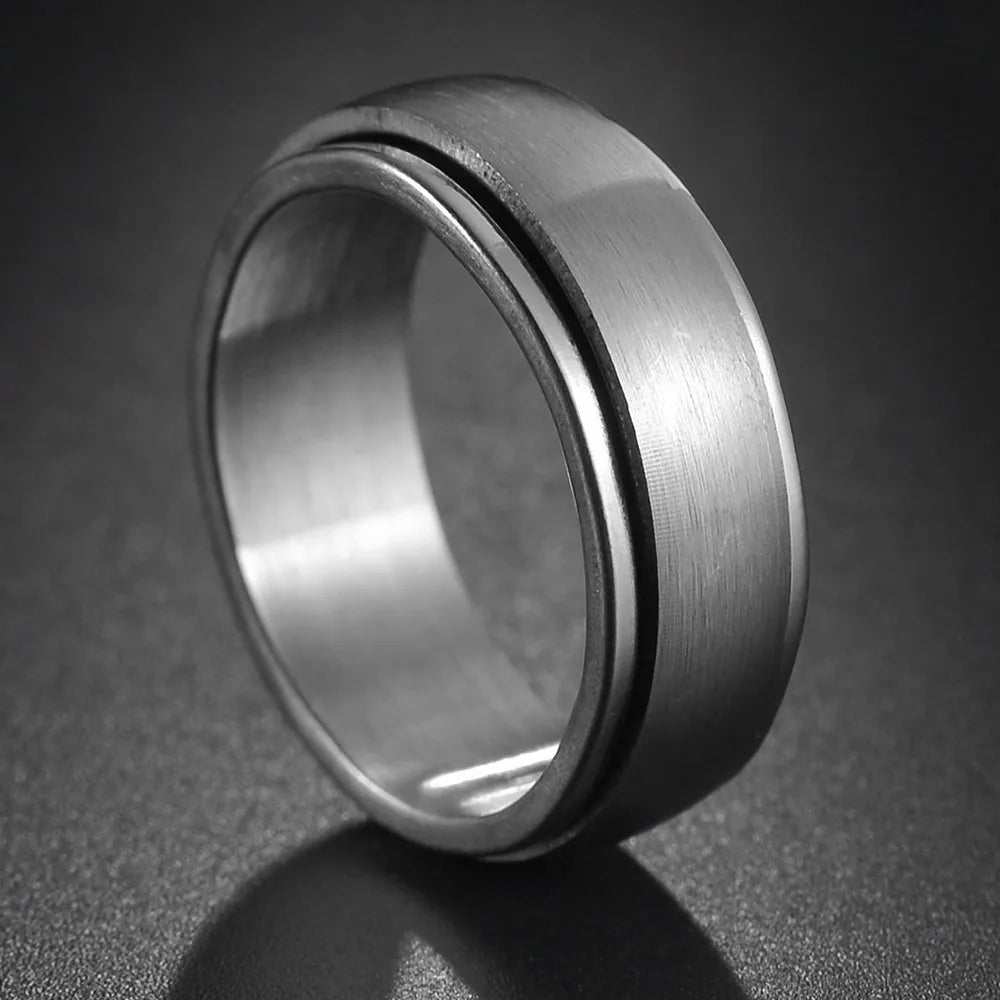 Bague Fidget Rotative en Acier Inoxydable – Chiffres Romains