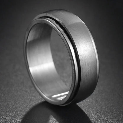 Bague Fidget Rotative en Acier Inoxydable – Chiffres Romains