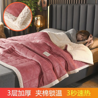 3-Layer Ribbed Velvet Blanket – Warm &amp; Cozy for Winter